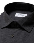 Navy Mélange Four-Way Stretch Slim Fit Shirt  Eton   