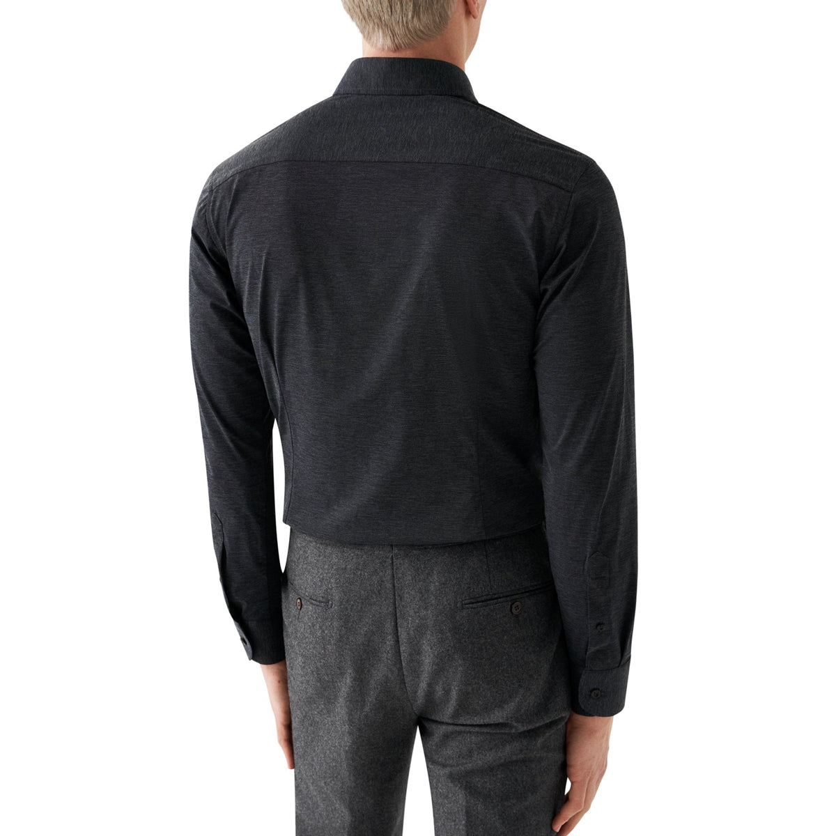 Navy Mélange Four-Way Stretch Slim Fit Shirt  Eton   