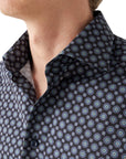 Navy Medallion Print Signature Twill Contemporary Fit Shirt Long Sleeve Eton   