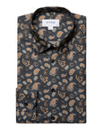 Navy Paisley Print Contemporary Fit Flannel Shirt  Eton   