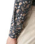 Navy Paisley Print Contemporary Fit Flannel Shirt  Eton   