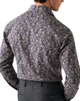 Navy Paisley Print Signature Twill Contemporary Fit Shirt Long Sleeve Eton   