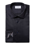 Navy Paisley Trim Signature Twill Slim Fit Shirt Long Sleeve Eton   