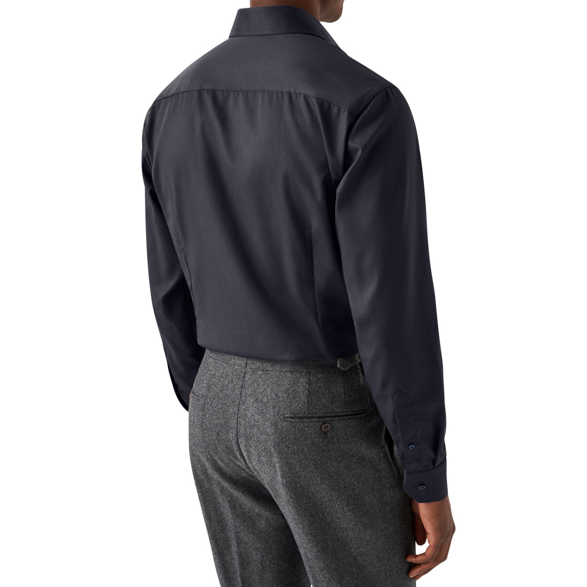 Navy Paisley Trim Signature Twill Slim Fit Shirt Long Sleeve Eton   