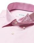 Pink Cotton-Lyocell Stretch Slim Fit Shirt  Eton   