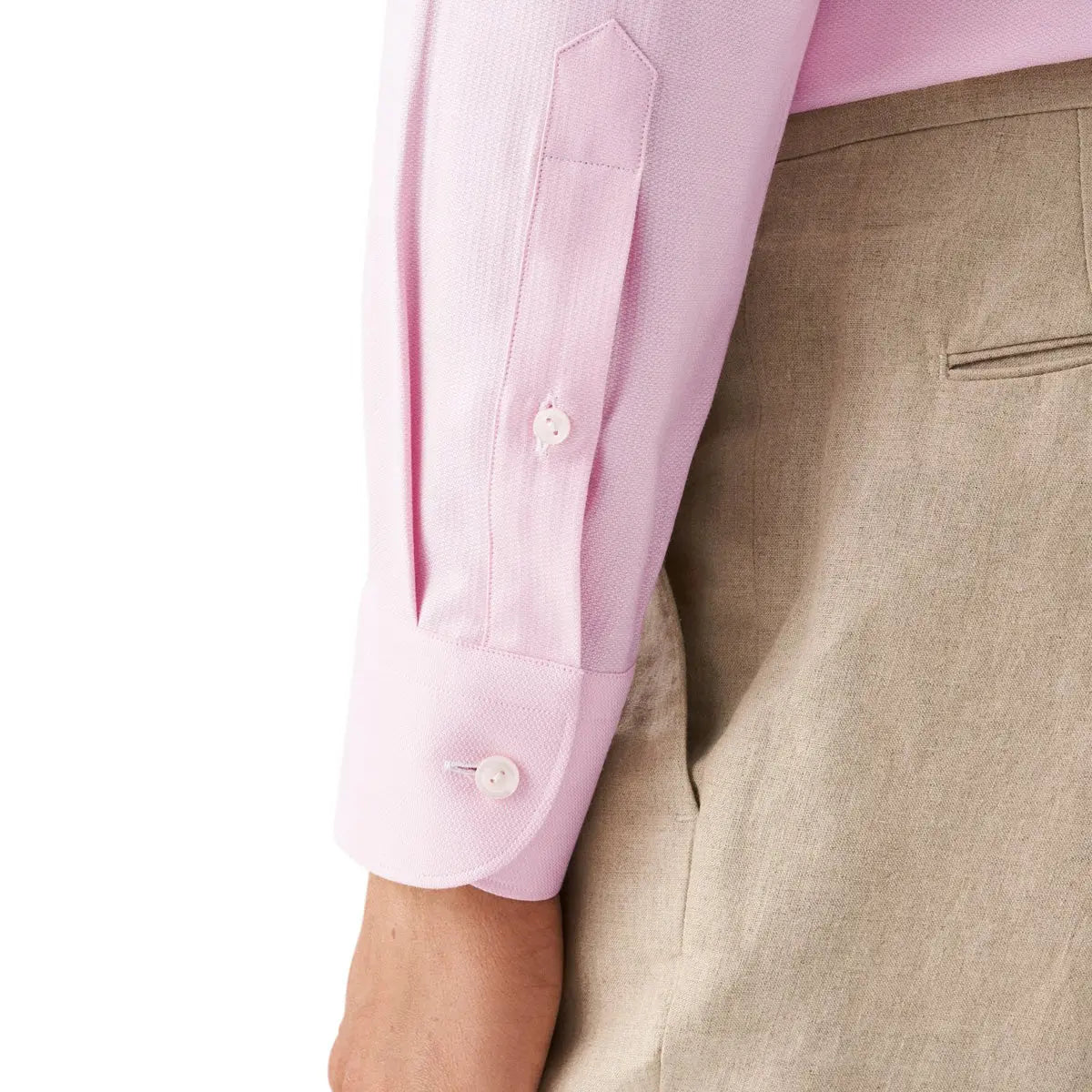 Pink Cotton-Lyocell Stretch Slim Fit Shirt  Eton   