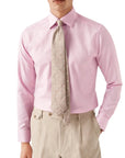 Pink Cotton-Lyocell Stretch Slim Fit Shirt  Eton   