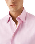 Pink Cotton-Lyocell Stretch Slim Fit Shirt  Eton   