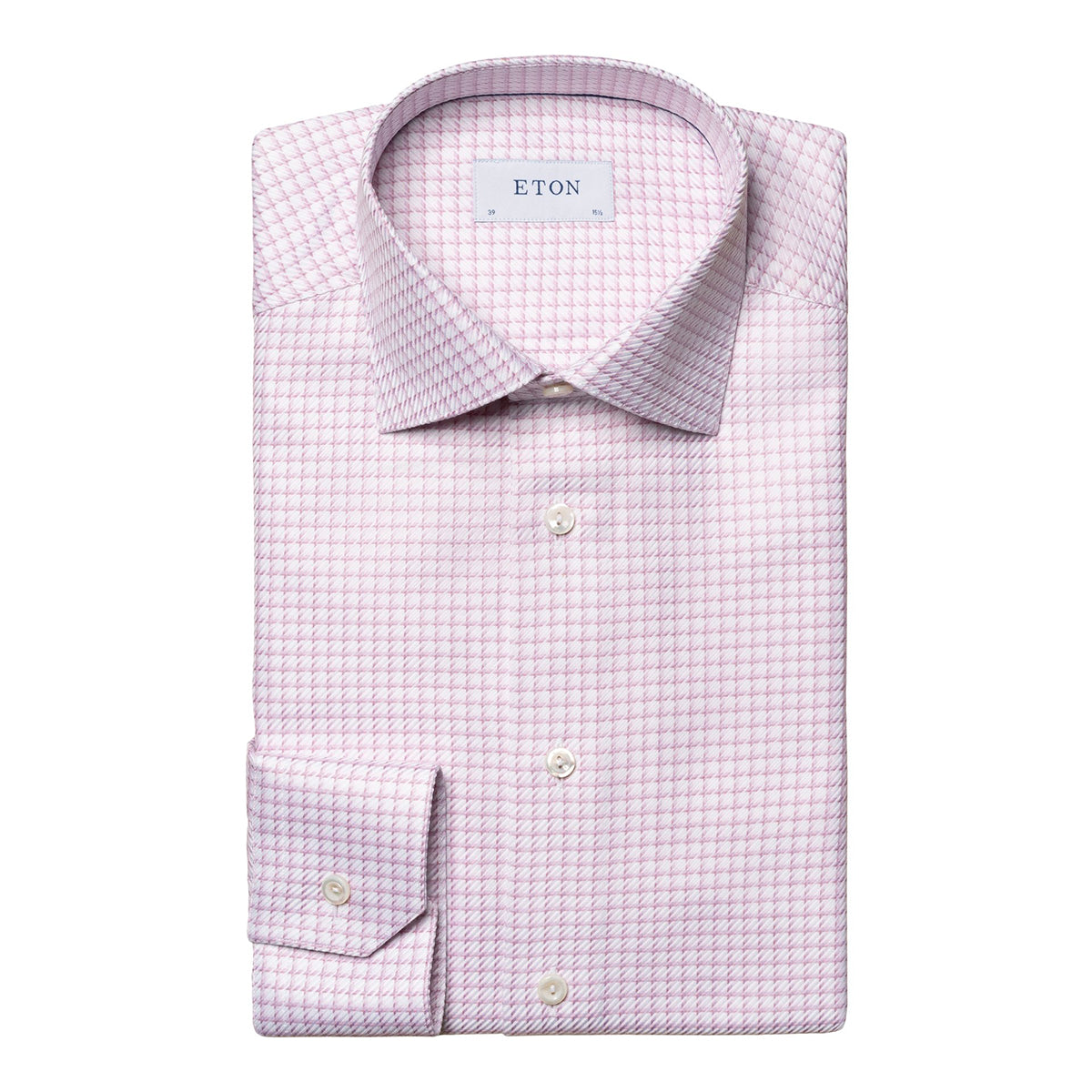 Pink Houndstooth King Twill Contemporary Fit Shirt  Eton   
