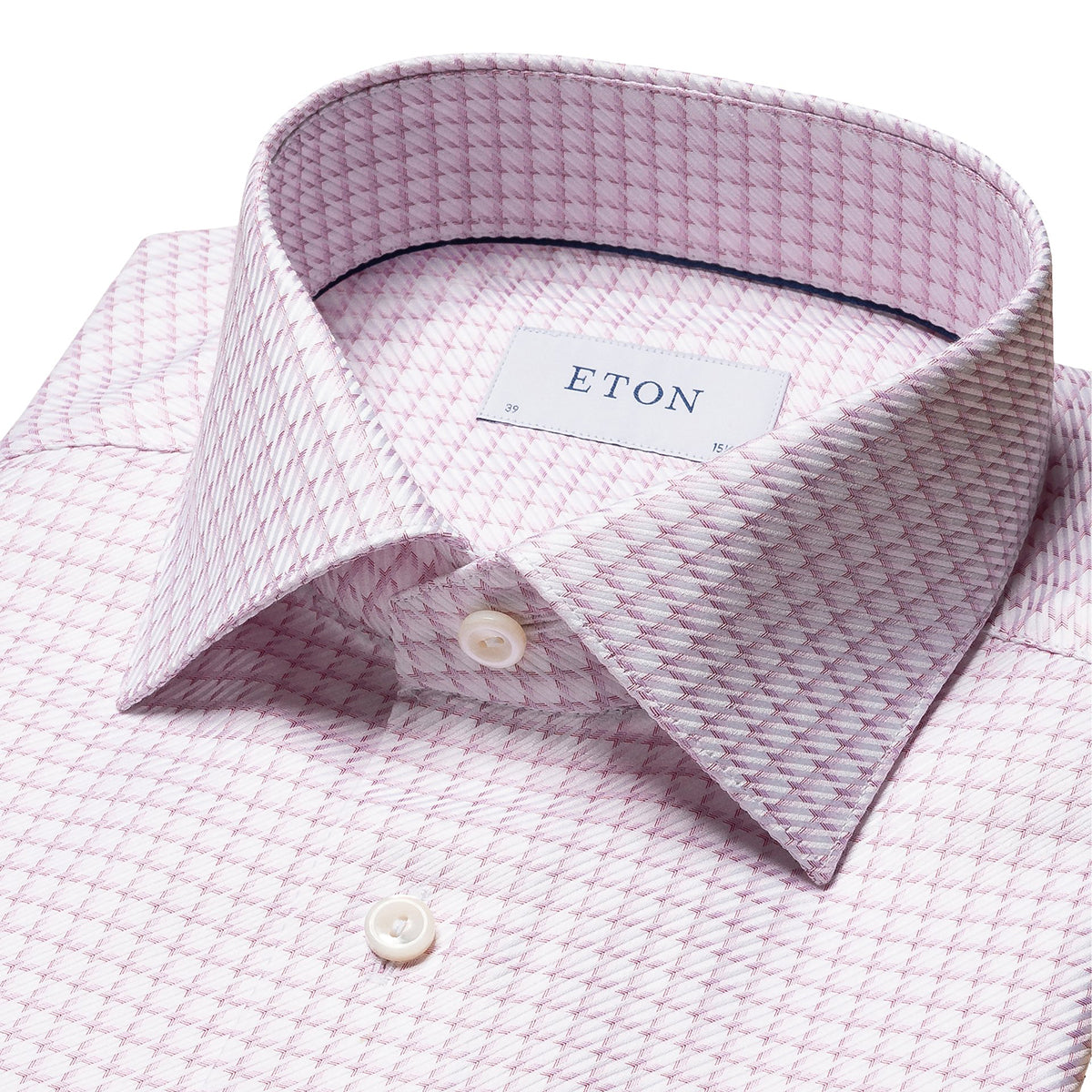 Pink Houndstooth King Twill Contemporary Fit Shirt  Eton   