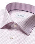 Pink Houndstooth King Twill Contemporary Fit Shirt  Eton   