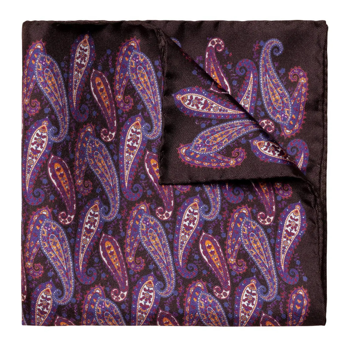 Purple Paisley Print Pure Silk Pocket Square  Eton   