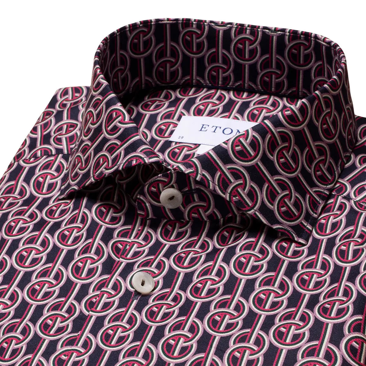 Red &amp; Navy Chain-link Contemporary Fit Shirt  Eton   