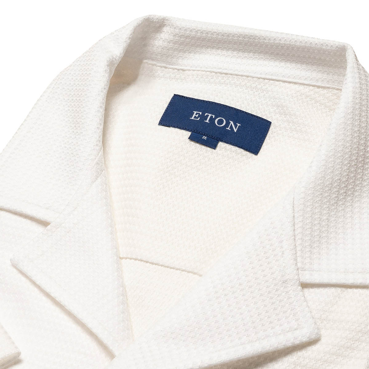 White Filo Di Scozia Jacquard Resort Shirt  Eton   