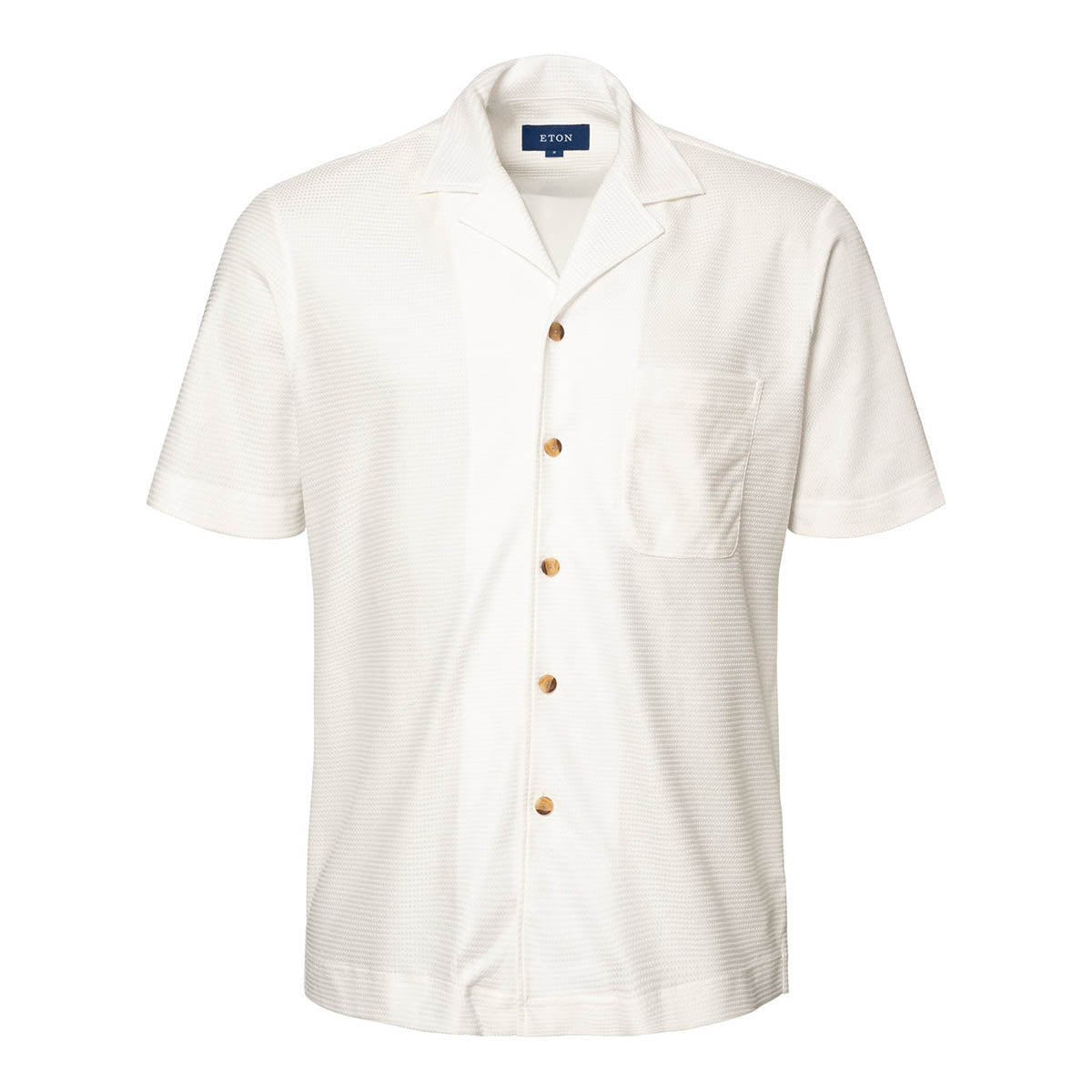 White Filo Di Scozia Jacquard Resort Shirt  Eton   