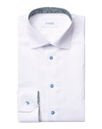 White Floral Trim Signature Twill Contemporary Fit Shirt  Eton   