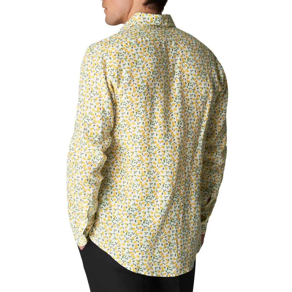 Yellow Lemon Print Pure Linen Slim Fit Shirt  Eton   