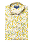 Yellow Lemon Print Pure Linen Slim Fit Shirt  Eton   