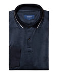 Navy Filo di Scozia Jacquard Polo Shirt  Eton   