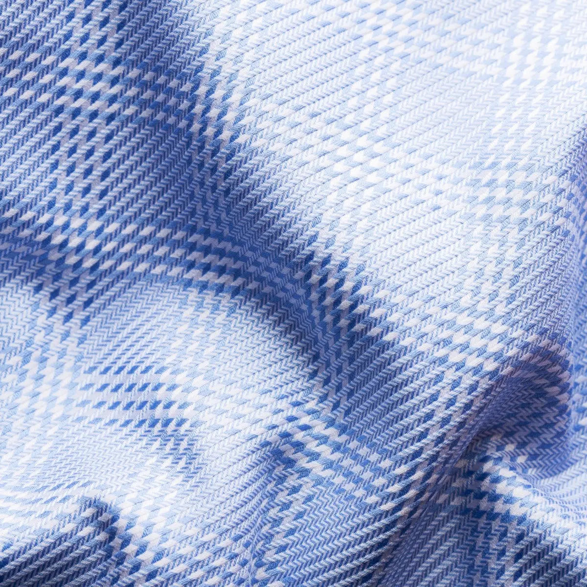 Mid Blue Checked King Twill Contemporary Fit Shirt  Eton   