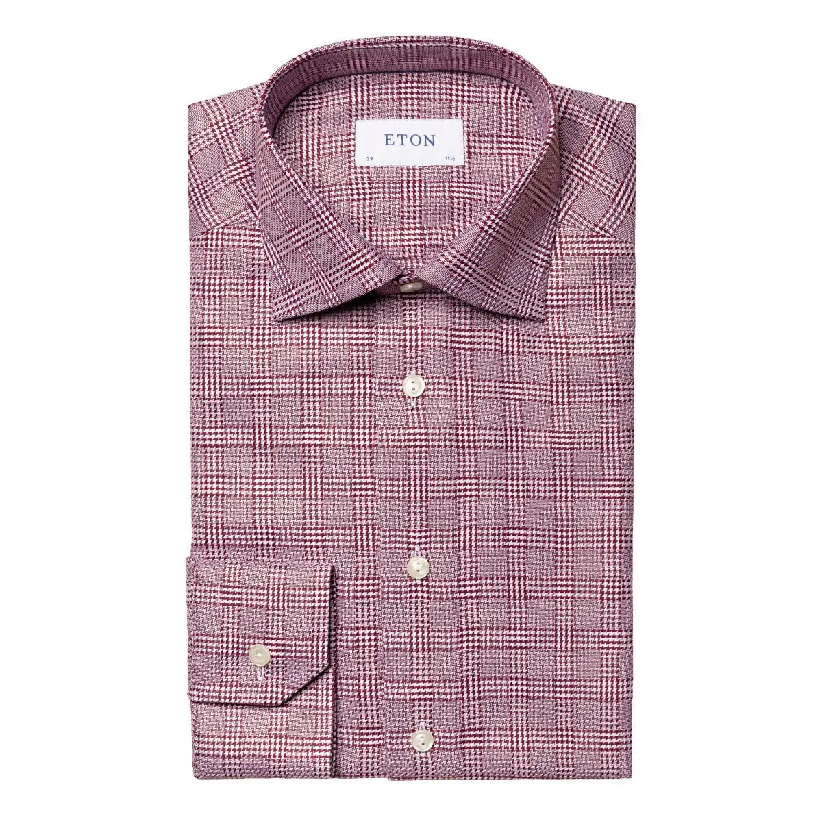 Burgundy Checked King Twill Contemporary Fit Shirt  Eton   