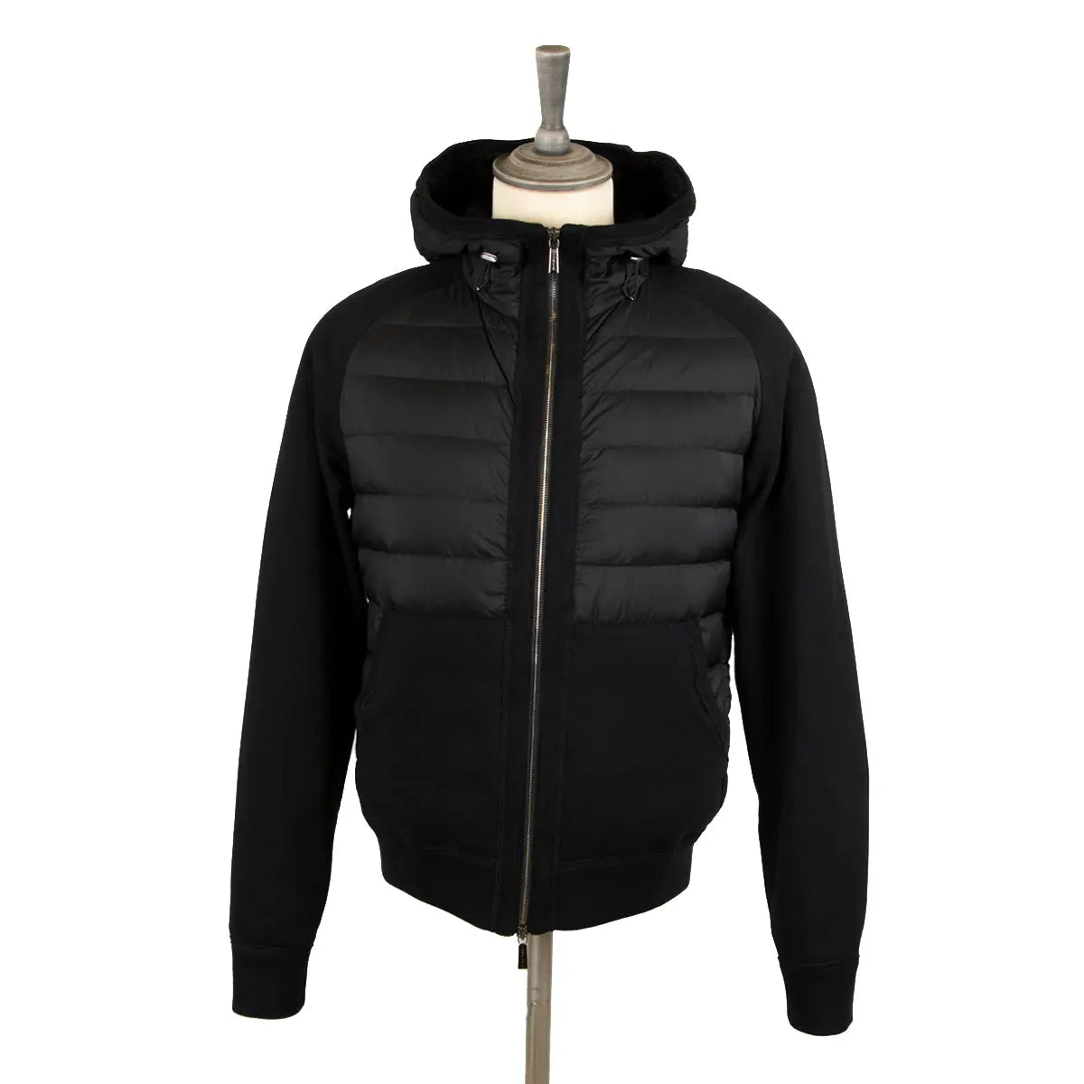 Black 'Chirico' Quilted Goose Down Hooded Jacket  Moorer   