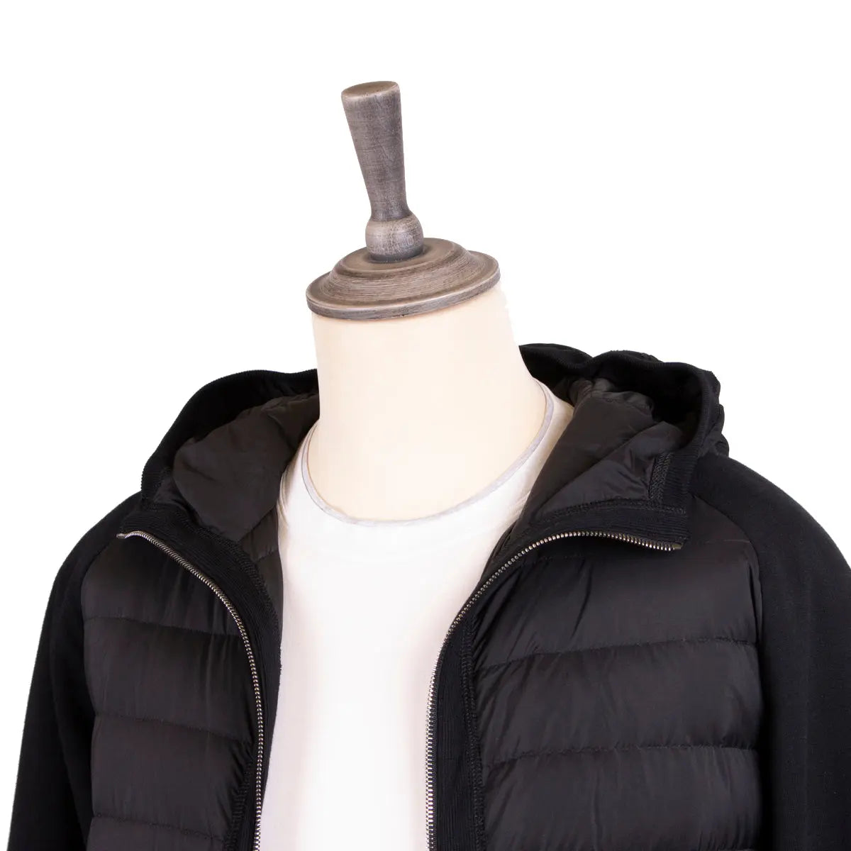Black 'Chirico' Quilted Goose Down Hooded Jacket  Moorer   