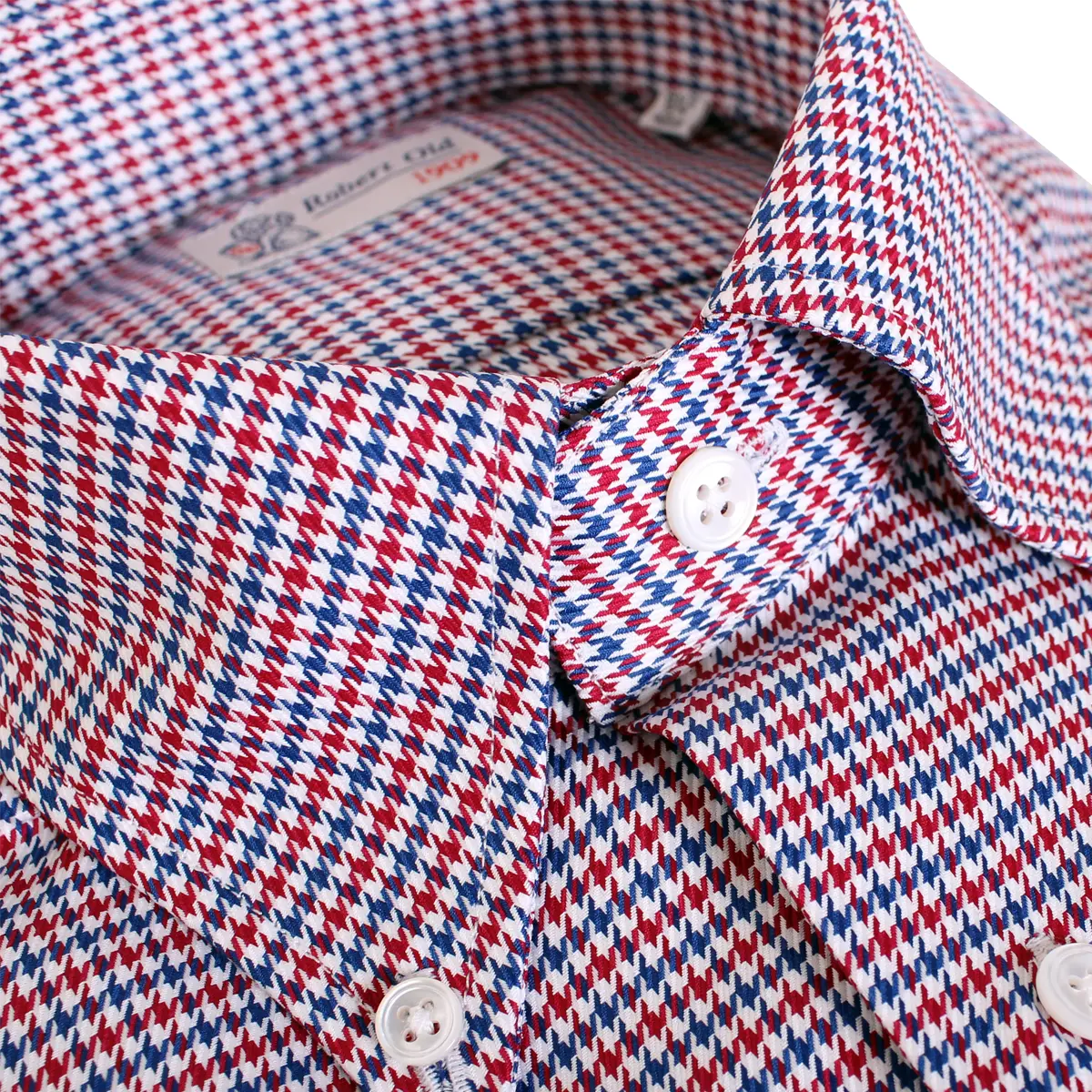 Houndstooth Pure Cotton Long Sleeve Shirt  Robert Old   