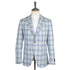 Cream & Blue Check Cotton, Linen, & Wool Jacket JACKETS Belvest