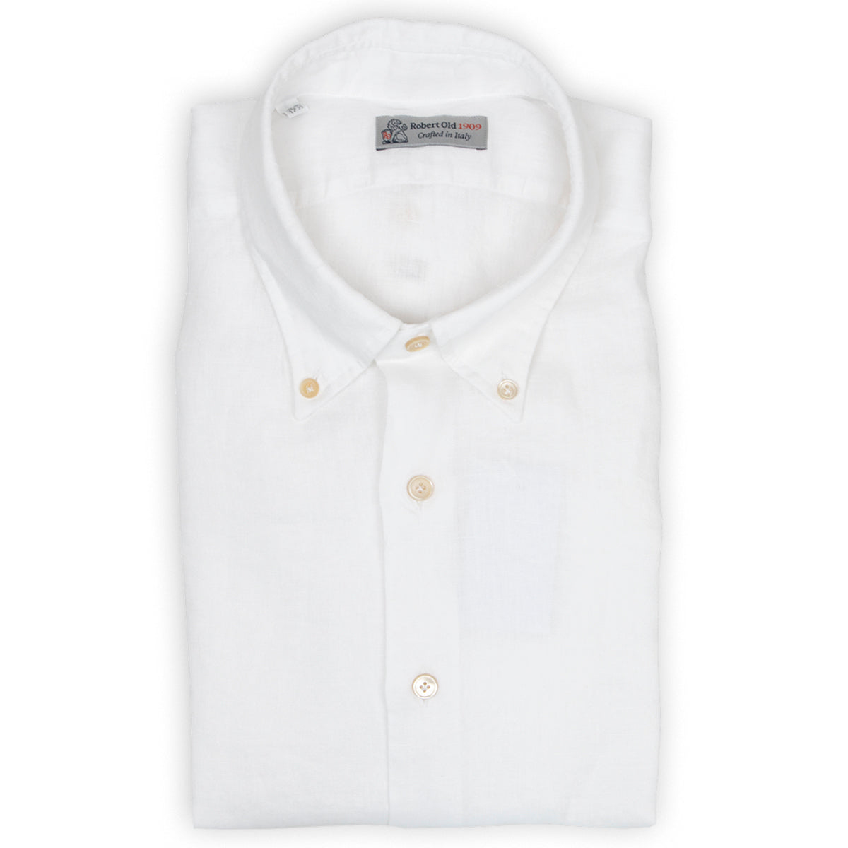 White Linen Button-Down Long Sleeve Shirt  Robert Old   