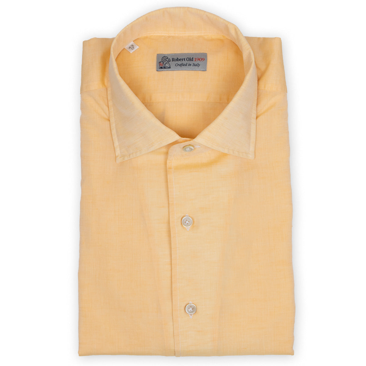Orange Cotton & Linen Long Sleeve Shirt  Robert Old   