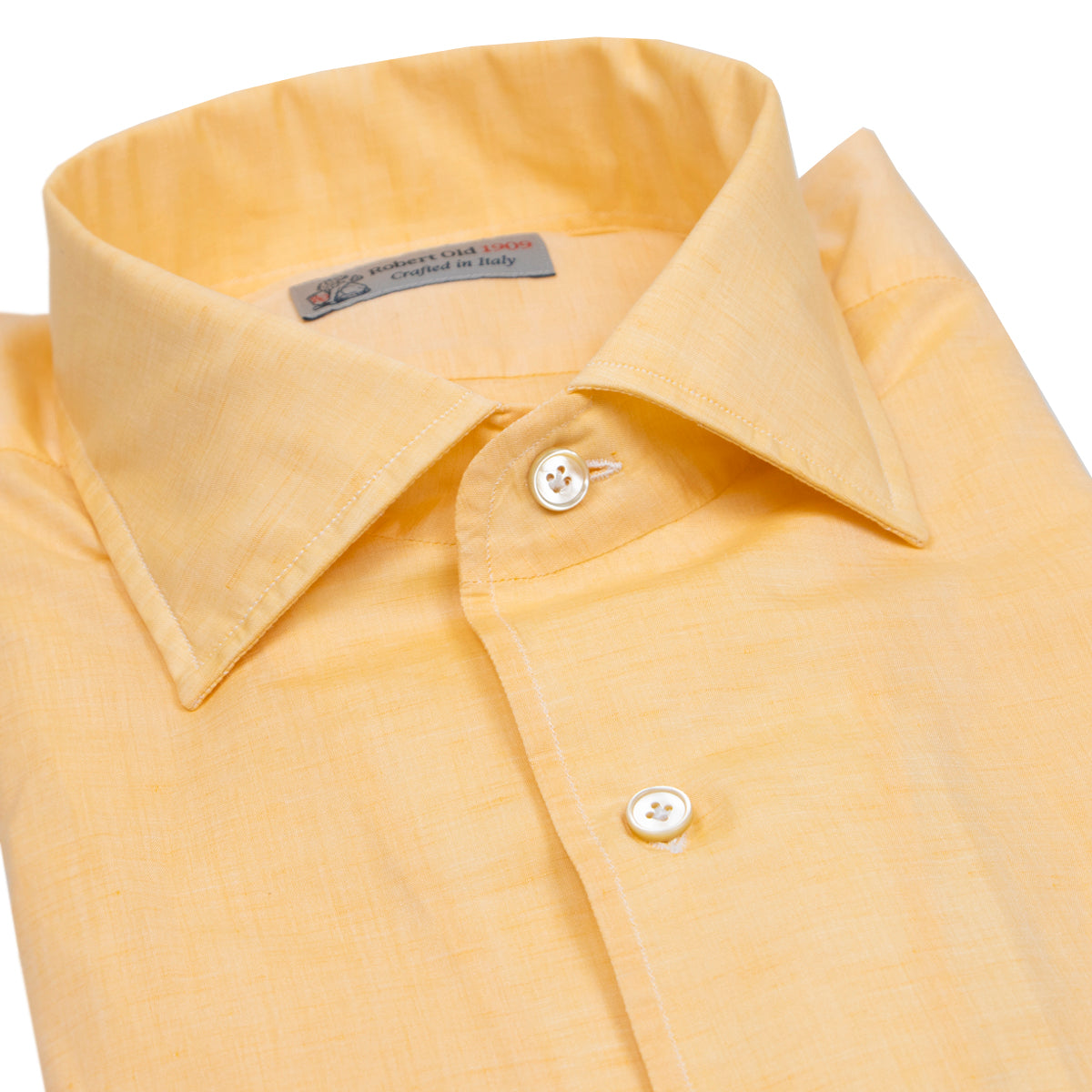 Orange Cotton & Linen Long Sleeve Shirt  Robert Old   