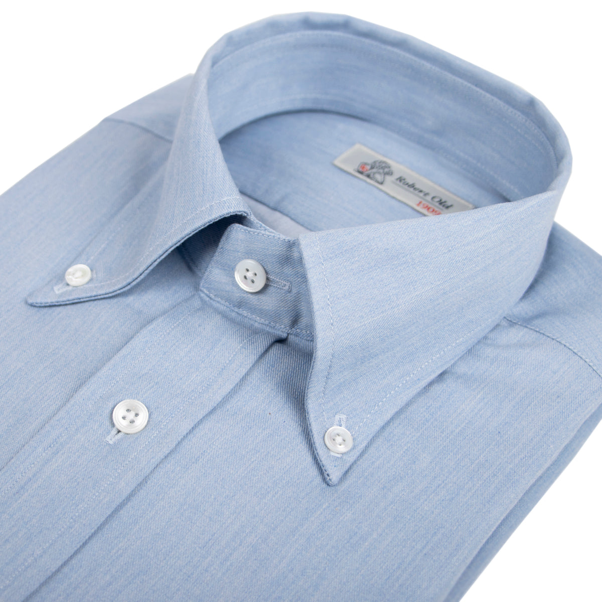 Light Denim 100% Cotton Long Sleeve Shirt  Robert Old   