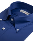 Blue Cotton Twill Long Sleeve Shirt  Robert Old   