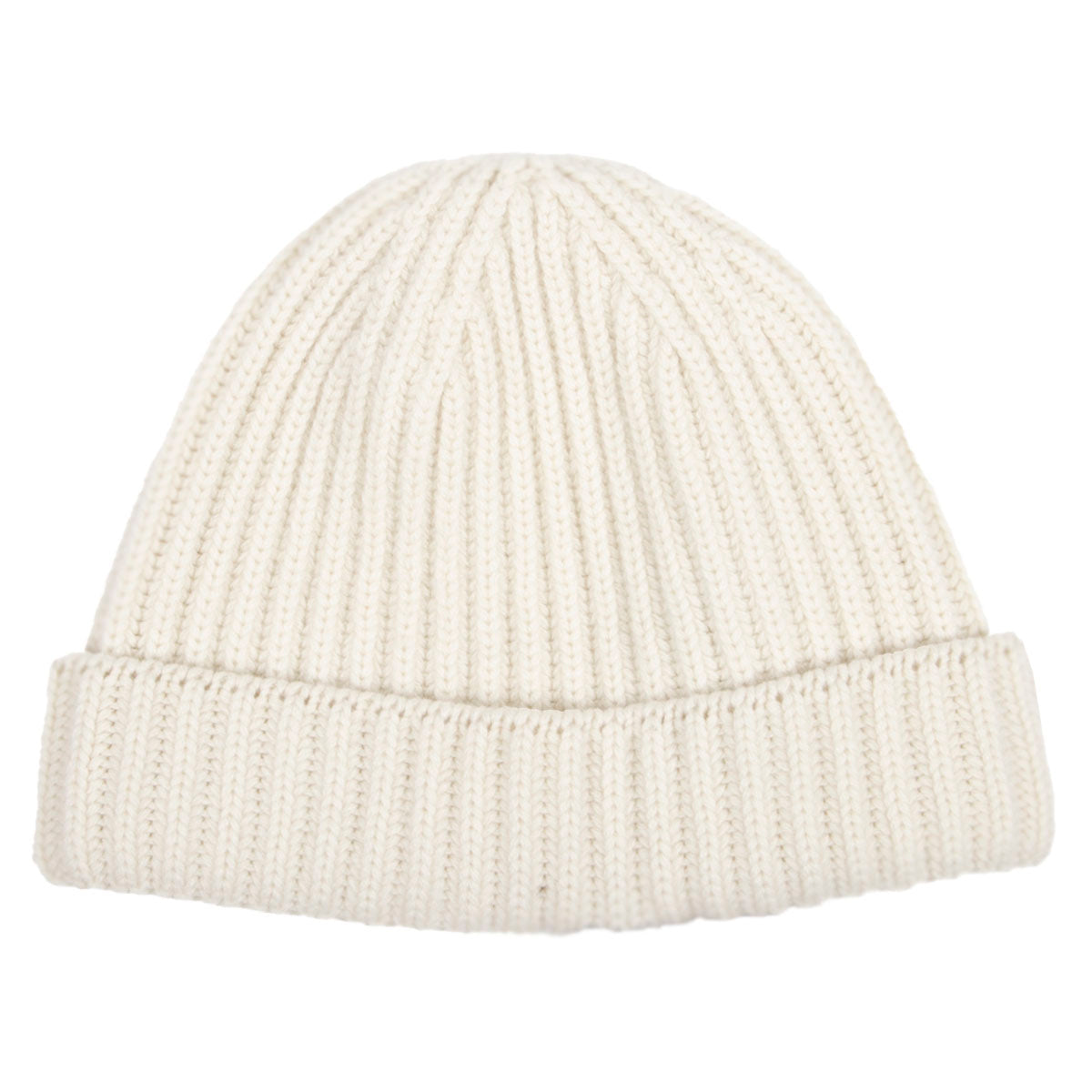 Fisherman Knit 8ply Cashmere Hat - White Undyed  Robert Old   