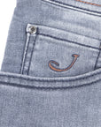 Washed Grey ‘Nick’ Stretch Slim Fit Jeans  Jacob Cohen   