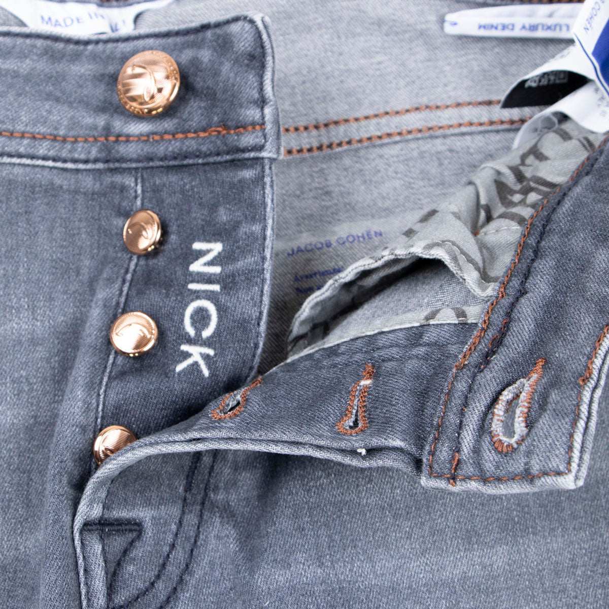 Washed Grey ‘Nick’ Stretch Slim Fit Jeans  Jacob Cohën   