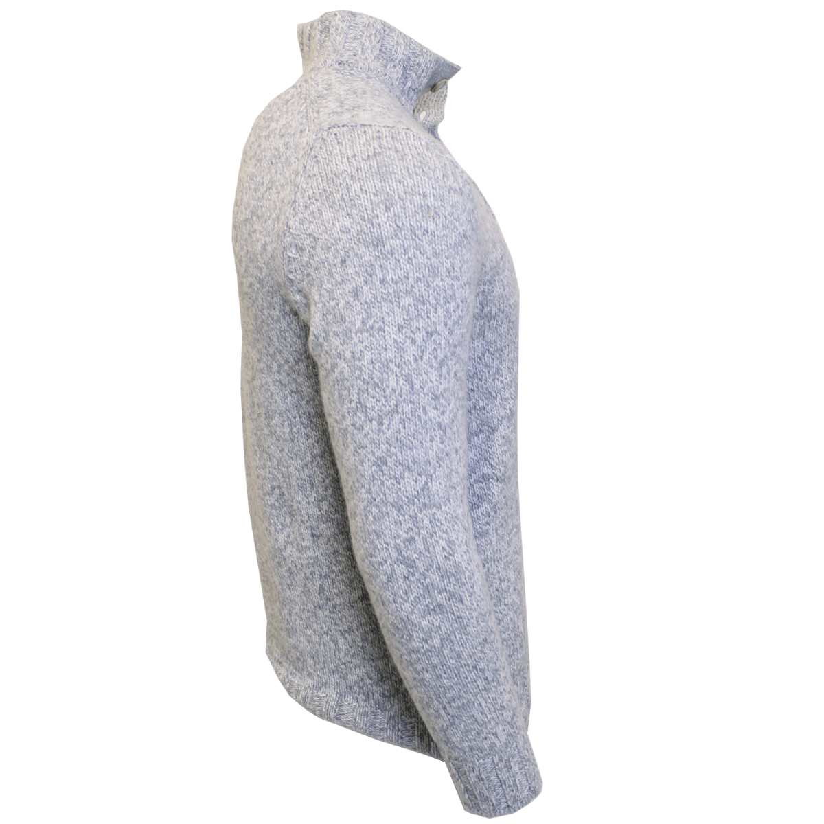 Light Grey Melange 100% Virgin Wool Button Neck Sweater  Robert Old   