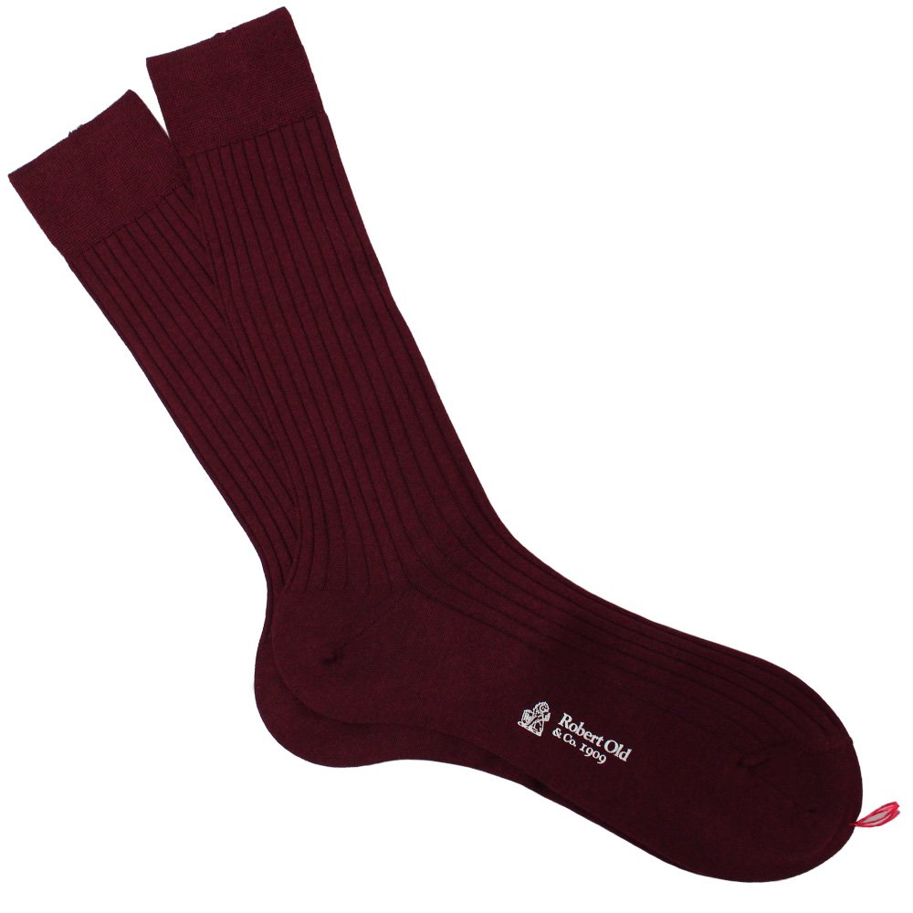 Luxury Cashmere Silk Men's Socks - Bordeaux  Robert Old   