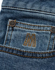 Blue Mid-Wash ‘Credi’ Slim Fit Japanese Stretch Denim Jeans  Moorer   