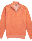 Burnt Orange Vanisé Knit Wool Cashmere Half-Zip Sweater Zip Neck Moorer   