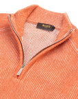 Burnt Orange Vanisé Knit Wool Cashmere Half-Zip Sweater Zip Neck Moorer   