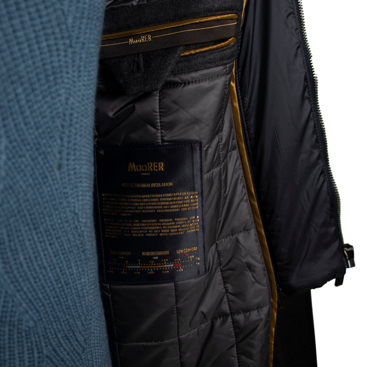 Navy ‘Monferrato’ Cashmere & Virgin Wool Longline Coat  Moorer   