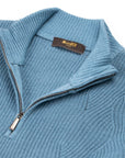 Cyan ‘Terni’ Wave Knit Half-Zip Wool Sweater Zip Neck Moorer   