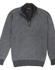 Dark Grey Vanisé Knit Wool Cashmere Half-Zip Sweater Zip Neck Moorer   