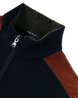 Navy Wool Half Zip Velvet Detail Sweater Zip Neck Paul & Shark   