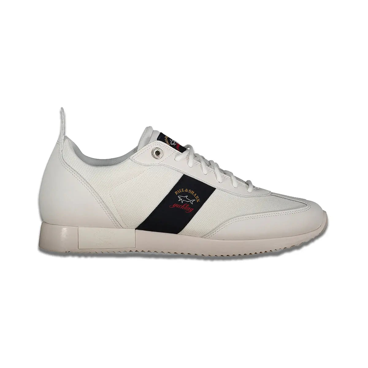 White Hybrid Leather & Tech-Fabric Sneakers  Paul & Shark   