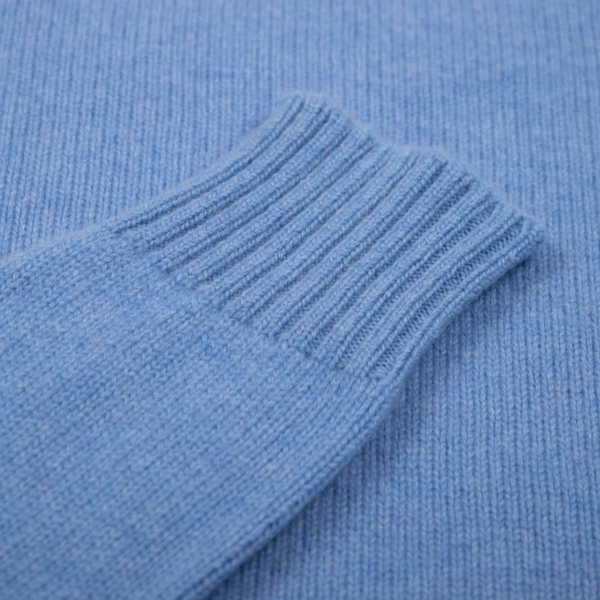 Suez Blue Portree 4ply Roll Neck Cashmere Sweater  Robert Old   