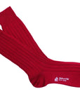 Granata Red Ribbed Wool Socks  Robert Old   