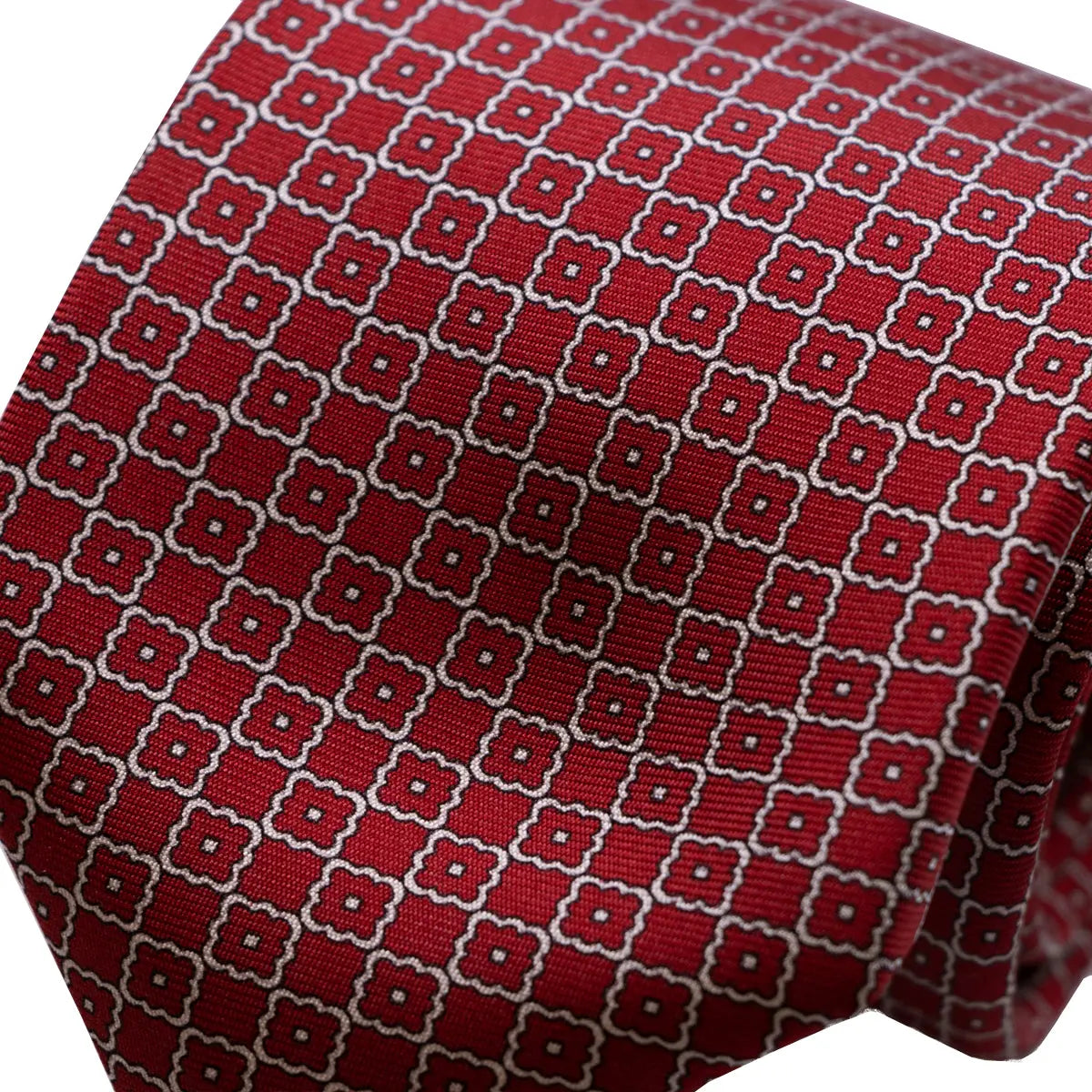 Red Square Motif 100% Silk Tie  Robert Old   